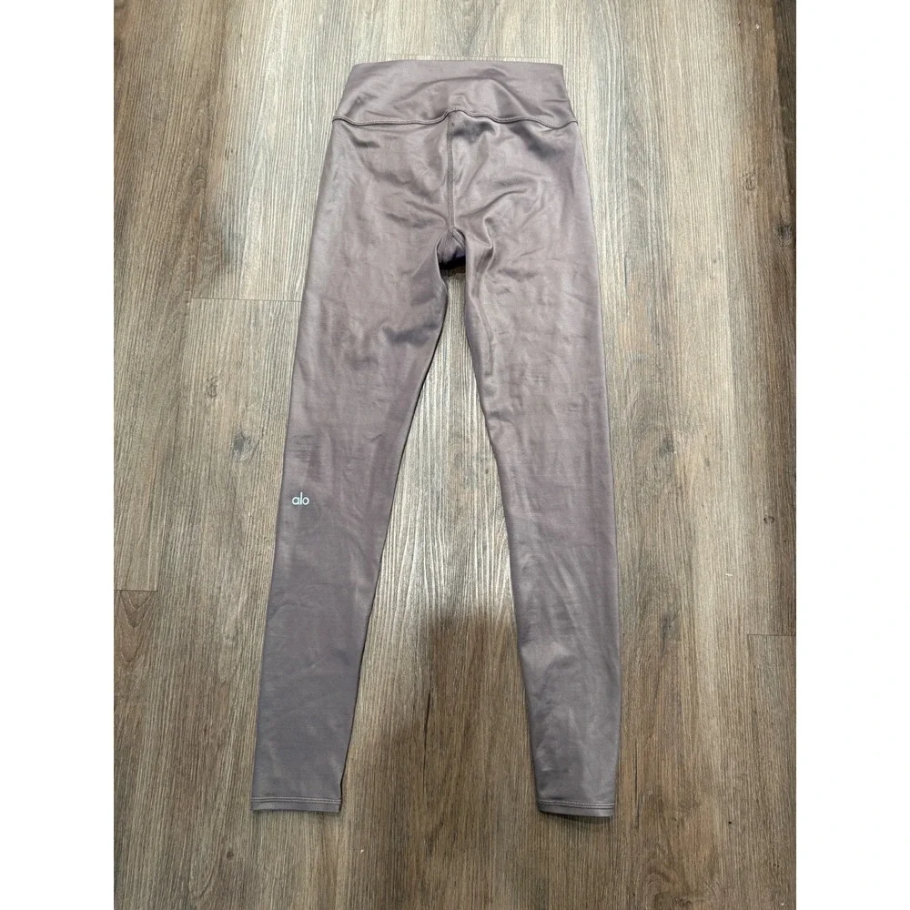 Alo Yoga High-Waist Airbrush Leggings Metallic Mauve Taupe Women's Size L